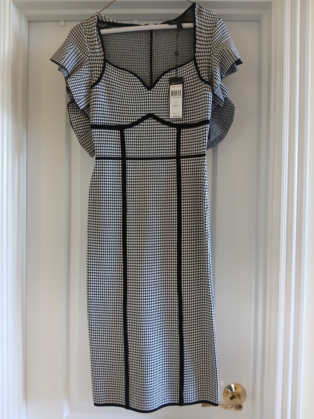 BCBGMaxAzria Black and White Houndstooth Sheath Dress